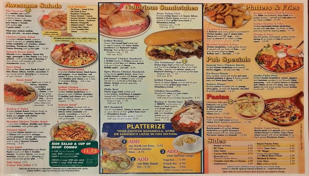 Rockne's Menu image 1